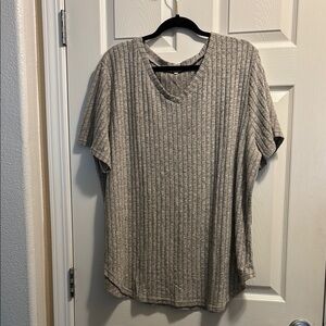 Ribbed V-Neck T-Shirt